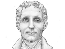 ilustrao em preto e branco de Louis Braille